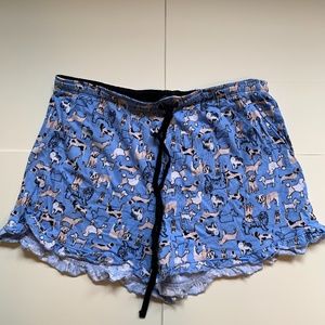 Cute Dog Printed PJ Drawstring Short Shorts  L
